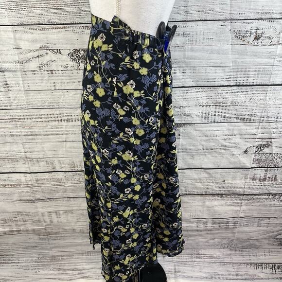 JM Collection Skirt size 10 Petite Black Purple Green Floral Midi A Line Modest - Picture 8 of 11